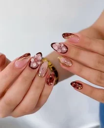 Elegant Oval Red French Tip Press-On Nails – Glossy Salon Finish