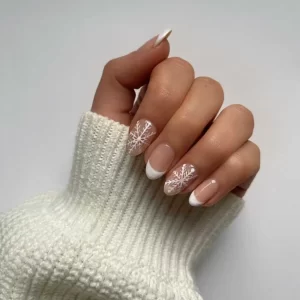 Snowflake French Almond Press-On Nail Set