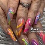 French manicure on the hands of woman.woman fingers manicure, nails near. aged woman